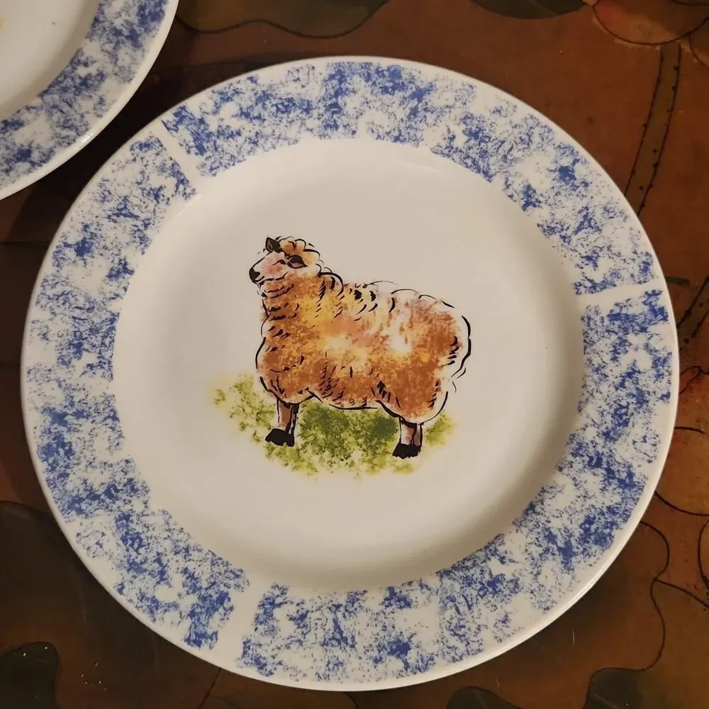 Tabletops Unlimited Sheep Country Barn Plate Set of 2